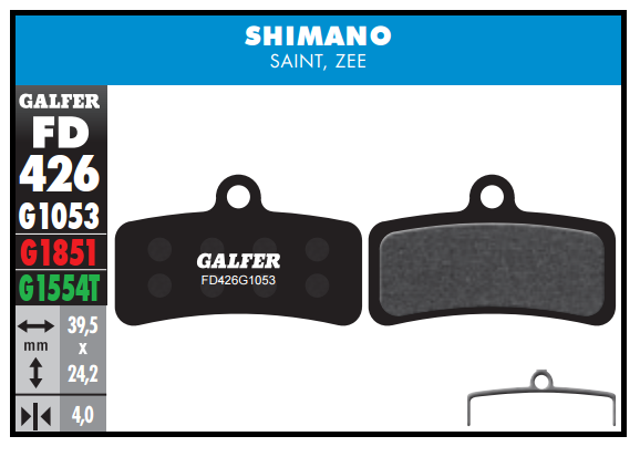 PASTILLAS FRENO BICICLETA GALFER STANDARD SHIMANO SAINT, ZEE